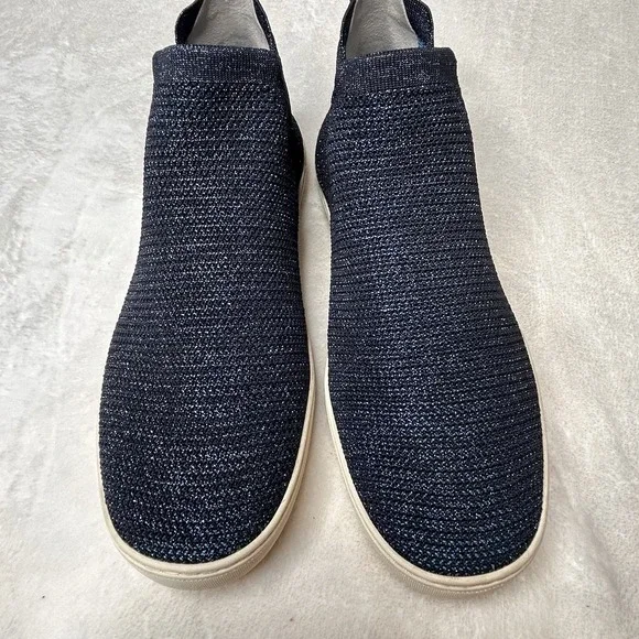 Rothy's Blue Metallic Lattice Stitch Chelsea Sneakers High Tops Shoe Size 12 - Picture 10 of 12